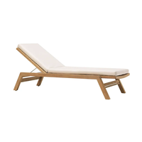 Chaise longue pliante moderne en teck pour l'extérieur avec coussin imperméable, résistant aux UV, écologique, antirouille pour hôtels, villas, cour