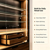Vitrine murale de luxe en bois pour accessoires de téléphone avec éclairage LED, présentoir pour magasin de téléphonie mobile, présentoir de coques de téléphone de marque