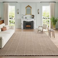 Tapis Bohème Nuages Brumeux Rectangulaire à Motif Géométrique Lavable en Polyester-Coton Marron Fumé pour Chambre et Salon