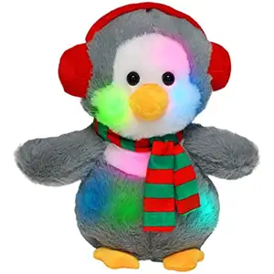 Оптовая продажа, мягкие плюшевые игрушки на заказ, набивные животные, рождественские светодиодные огни, игрушки пингвин