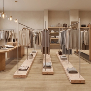 Espositore Moderno Personalizzato in Acciaio Inox per <span class=keywords><strong>Negozio</strong></span> di <span class=keywords><strong>Abbigliamento</strong></span>, Scaffale Metallico per Boutique di Moda Femminile - Product Image 1