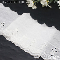 Bordure en dentelle œillet blanche écologique de 8 cm, garniture en dentelle brodée 100 % coton œillet pour vêtements d'enfants, vente en gros