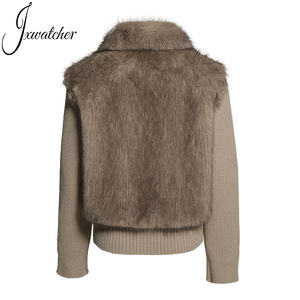 Autunno inverno di lusso da <span class=keywords><strong>donna</strong></span> in pelliccia sintetica <span class=keywords><strong>Cardigan</strong></span> morbido soffice cappotto lavorato a maglia <span class=keywords><strong>con</strong></span> Logo personalizzato e <span class=keywords><strong>cerniera</strong></span> anteriore all'ingrosso - Product Image 2