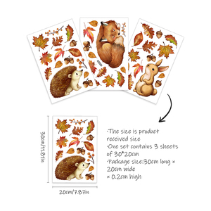 MS6306 pegatinas decorativas autoadhesivas de acuarela con diseño de oso pardo de bosque de otoño y frutos de arce - Product Image 6