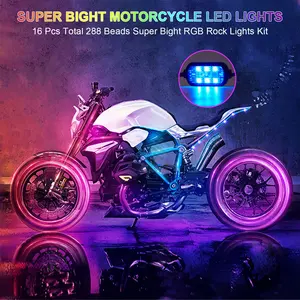 16/18/20PCS Bike LED Light Motorcycle Headlights LED Strip Back Light Rear Light Design Waterproof Chasing