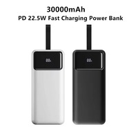 Nouvelle batterie externe PD 22,5 W avec plusieurs ports USB, batterie 30000 mAh, charge rapide avec affichage numérique
