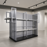 Gondole de présentation de vêtements à dos en maille double face, présentoir multi-niveaux pour magasin de prêt-à-porter