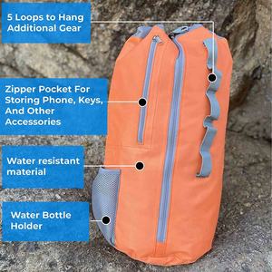 Sac à corde d'escalade orange à dos souple pour le camping en plein air, la randonnée et l'escalade, en polyester, capacité supérieure à 200L - Product Image 5