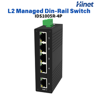 Switch PoE Industrial de 5 Puertos y 100 Mbps, 4 Puertos PoE+ 120W, Riel DIN EN50155, 44-57VDC, Capa 2, SNMP, Apilable, CCTV, Ferrocarril
