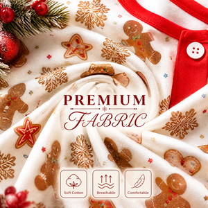 Pijamas de Natal para Meninas com Estampa de Biscoito de Gengibre, 100% Algodão, Ecológicos, Certificados CPC CPSIA, Atacado Puresun, para Crianças de 2 a 10 Anos - Product Image 4