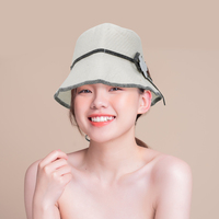 Chapeau de bain en feutre de laine avec applique en ruban et rosette, blanc cassé et anthracite, pour hommes et femmes, usage spa