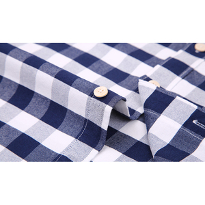 En gros bouton vers le bas des chemises hommes coton slim fit hommes casual plaid robe chemise - Product Image 4