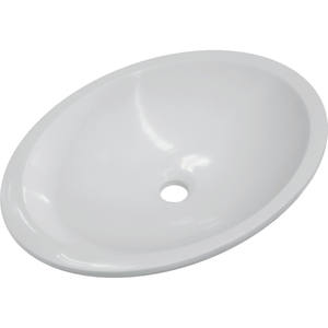Lavabo de baño ovalado de superficie sólida respetuoso con el medio ambiente, lavabo duradero debajo de montaje en material ecológico, 1 unidad - Product Image 5