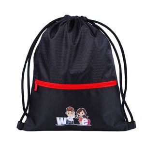 Black <b>Drawstring</b> <b>Backpack</b> Bag Promotional Polyester Shoulder Bag - Product Image 1