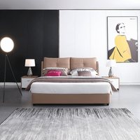 Foshan Neue Gute Möbel moderne bett echtem leder einfache 1,8 M master schlafzimmer erschwinglichen luxus doppel bett Hochzeit bett