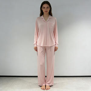 Pijamas de <span class=keywords><strong>Mujer</strong></span> OEM/ODM, Ropa de Dormir Modal sin Botones, Suave, Holgada, de Manga Larga, Ropa de Estar por Casa - Product Image 2