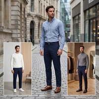 Pantalon Chino Homme Confortable à Taille Mi-Haute, Coupe Droite, Plissé à l'Avant, Fermeture Éclair, Cinq Poches, Léger et Décontracté