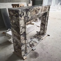Cheminée en marbre Calacatta Viola d'Italie, sculptée à la main, en pierre, autoportante, pour chauffage intérieur et décoration