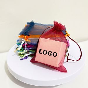 Sacs en organza les plus vendus 9x12cm, personnalisables avec logo, pochette cadeau en maille avec cordon, sacs unis colorés pour mariage et emballage de bijoux - Product Image 5