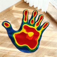 Alfombra con Forma de Mano, Alfombra Térmica Colorida con Diseño de Mapa de Calor, Estilo Mapa de Calor Colorido para un Interior Creativo del Hogar
