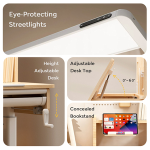 Bureau d'étude moderne pour <span class=keywords><strong>enfants</strong></span> avec lampe à télécommande, 0-60 °   Table de travail inclinable pour poste d'apprentissage des étudiants - Product Image 2