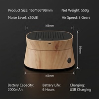 Cendrier moderne en plastique imitation bois, purificateur d'air HEPA silencieux 50 dB, ioniseur négatif portable rechargeable, anti-fumée/anti-odeur