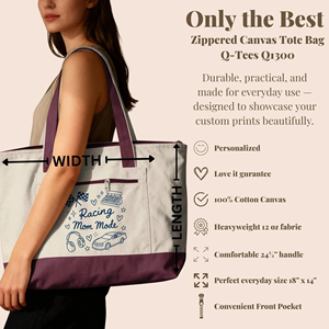 กระเป๋าซิปแบบมีหูหิ้วสำหรับคุณแม่สายแข่งรถ ลายธงชาติ ของขวัญสำหรับแฟนมอเตอร์สปอร์ต ผู้รักความเร็ว ราชินีสนามแข่งรถ - Product Image 6