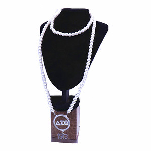 Cadena de perlas de imitación para mujer, accesorio de fiesta, símbolo de organización, número 1913, collares del <span class=keywords><strong>Delta</strong></span> griego, joyería - Product Image 2