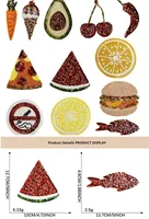 Patch thermocollant à paillettes série Fruits et Aliments : Hamburger, Pastèque, Carotte, Cerise, Citron