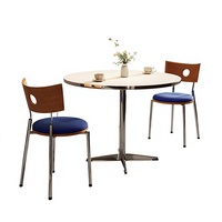 Ensemble de table et chaises de salle à manger de style français vintage américain rétro, en bois massif et acier inoxydable, pour balcon, table réglable, restaurant