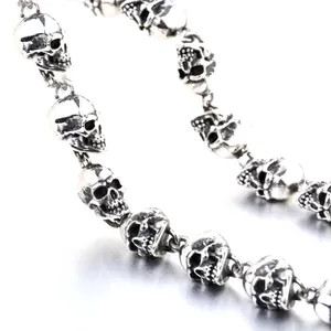 Крутое модное ожерелье-Кошелек из нержавеющей стали 316 с тяжелыми звеньями черепа для мужчин