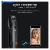 Tediton OEM&ODM Interphone intelligent numérique avec lecteur d'empreintes digitales, sonnette connectée Tuya Wifi, reconnaissance faciale 3D, interphone en temps réel, serrure de porte intelligente