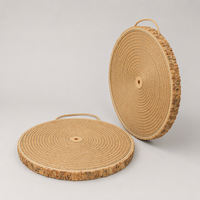 Tapis rond pour chat en écorce naturelle de chêne, avec anneau de bois, en écorce intérieure