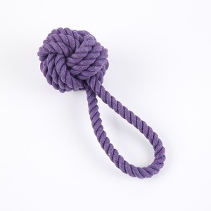 Hand-pulled ball <b>bite</b>-resistant cotton rope single-ear ball dog molar toy pet supplies woven cotton rope toy - Product Image 2