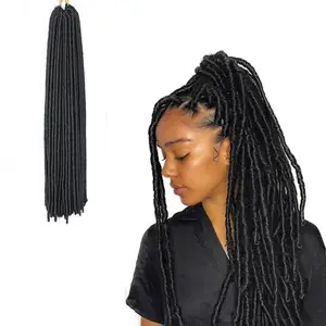 Crochet Braid Ekstensi Rambut Kepang Sintetis, Gaya Rambut Afro Halus Model Kepang Coklat Hitam Tebal Rambut Gimbal