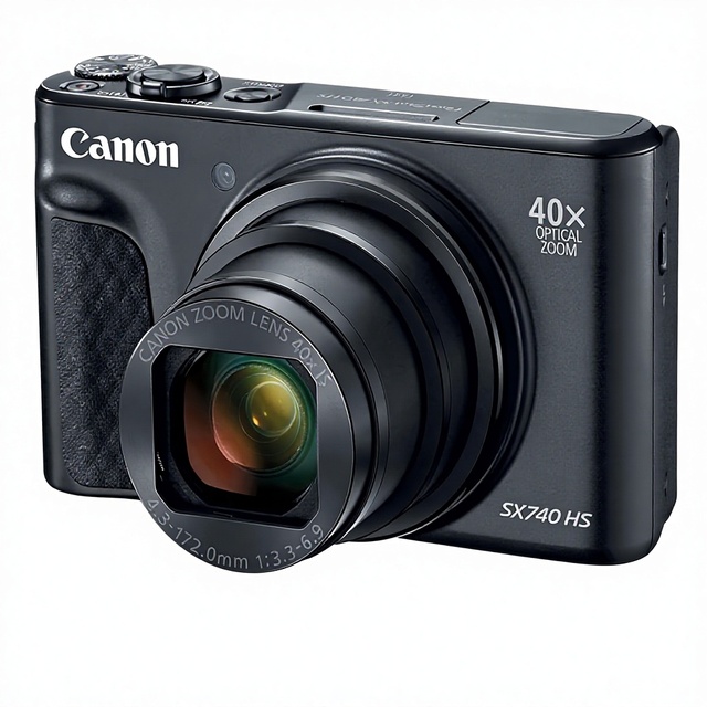 SX740 Digital Camera (Black) 4PC Bundle Includes 64GB SD Card Padded Case Microfiber Cloth CMOS Sensor 31x-40x Optical Zoom