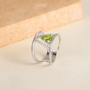 W0541 produttore di gioielli costanti prezzo all'ingrosso verde naturale peridoto pietre preziose lotti disegni unici anelli da dito in argento