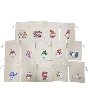 Sac cadeau de Noël en coton avec cordon de serrage, design professionnel Sanas, impression par transfert thermique au prix d'usine - Product Image 1