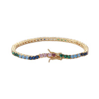 RQ Hip Hop collier coloré glacé arc-en-ciel CZ pierre diamant 3mm chaîne de Tennis