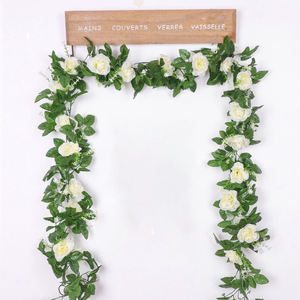 Guirlande de fleurs artificielles roses de 220 cm de haute qualité avec feuilles vertes pour la décoration de la maison, des mariages et des fêtes - Vente en gros - Product Image 3