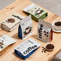 Bolsa de Embalaje para Granos de Café, Laminada, con Fondo Plano, Sellado de Ocho Lados, Impresión de Logotipo Mate, Alta Barrera, 250g 500g 1kg, Precio Bajo