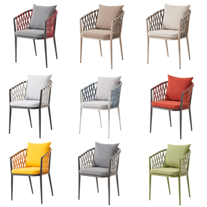 Outdoor Furniture Rope Aluminum <b>Dining</b> Table and <b>Chairs</b> Sets Waterproof <b>Stackable</b> Garden <b>Chair</b> Restaurant Park - Product Image 1