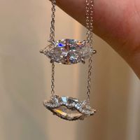 Collier solitaire grande taille pour femme, taille marquise, haute brillance, avec pendentif en zircone cubique 5A, design double face audacieux