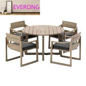 Durable Modern Solid <strong>Teak</strong> Outdoor <strong>Table</strong> and Chair Set with Waterproof Sunscreen Finish for Villa Garden Terrace - Product Image 2