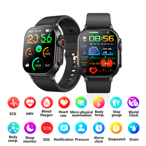 Смарт-часы F500 HRS с ЭКГ для мужчин и женщин, ультрастильные, с квадратным IPS-дисплеем, на базе Android/iOS, с отслеживанием сна, функцией SOS-вызовов и ответа на звонки, кожаный ремешок - Product Image 4