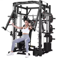 Cage de musculation professionnelle multifonctionnelle avec Smith Machine, Gantry, Rack à squats et Crossover de câbles, pour entraînement complet à domicile