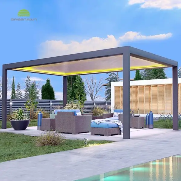 Buiten Waterdicht Gemotoriseerd Elektrisch Aluminium Pergola Zonnescherm Dak