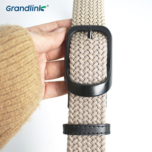 3.5cm 38mm Logo personnalisé hommes noir réglable tressé en cuir extensible bout élastique tissé <span class=keywords><strong>ceinture</strong></span> extensible - Product Image 3