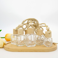 Flacon en verre transparent vide pour désodorisant de voiture 5ml 8ml 10ml avec bouchon à vis et couvercle en bois, parfum à suspendre