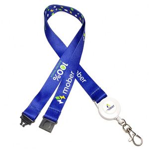 Porte-badge rétractable personnalisé avec logo, en polyester bleu, avec attache de sécurité, cordon pour infirmière avec mousqueton Yoyo - Product Image 2